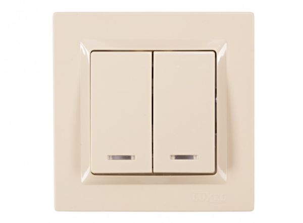 Вимикач 2-кл. с підсв.LUXEL JAZZ крем 9306(9306)