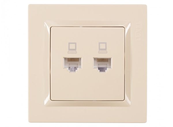 Розетка PC 2-я LUXEL JAZZ крем 9328(9328)