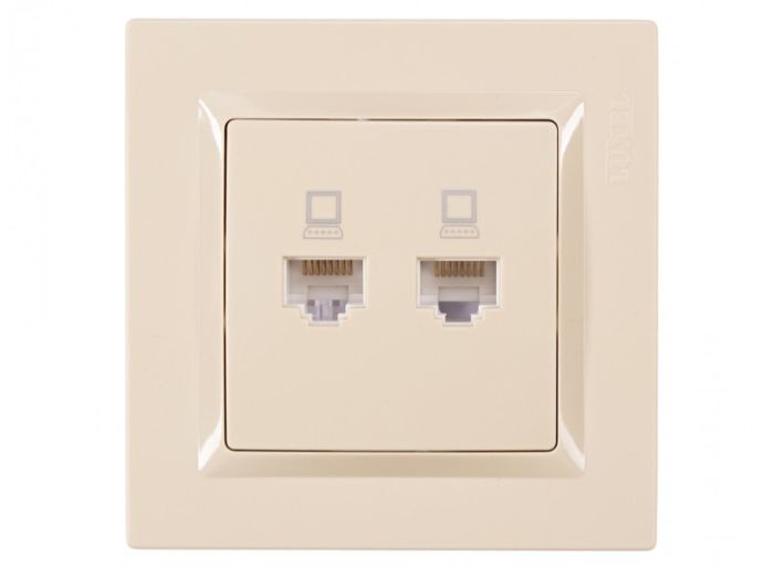 Розетка PC 2-я LUXEL JAZZ крем 9328(9328)
