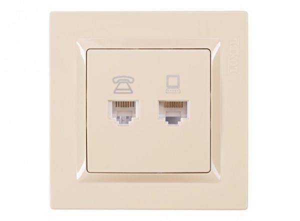 Розетка PC+TF LUXEL JAZZ крем 9329(9329)