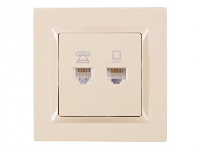 Розетка PC+TF LUXEL JAZZ крем 9329(9329)