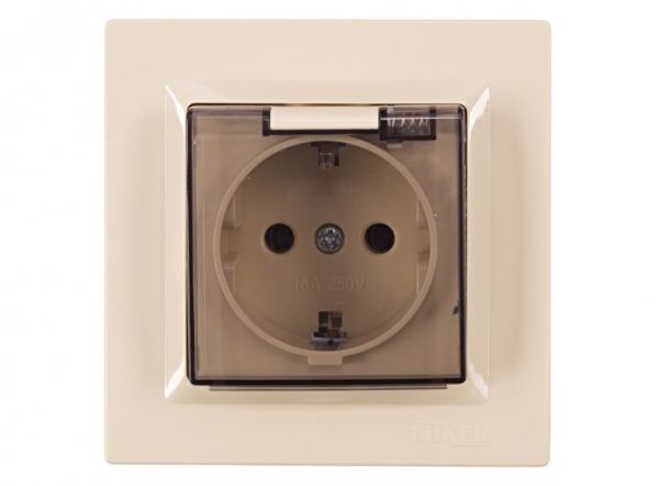Розетка з з/к з кришкою LUXEL JAZZ крем 9311(9311)