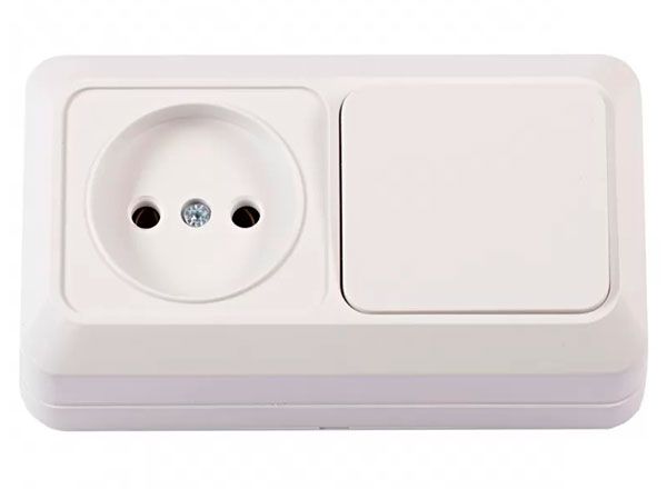 Розетка 1а + Вимикач 1 кл  Luxel Opera 2032 з/у біла(2032)
