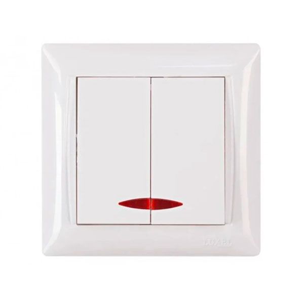 Вимикач 2-кл з підсв. Luxel Primera 3006 білий(3006)