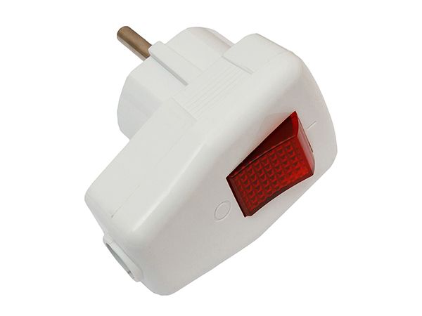 Вилка угловая с з/к и с кнопкою Luxel 1035 белая(1035)