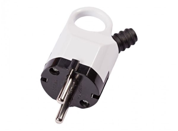 Вилка кутова з з/к з кільцем і гофрою Luxel 1010 біла(1010)