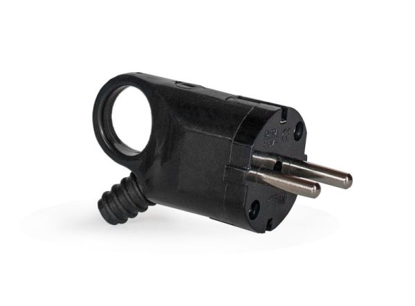 Вилка кутова з з/к з кільцем і гофрою Luxel 1110 чорна(1110)