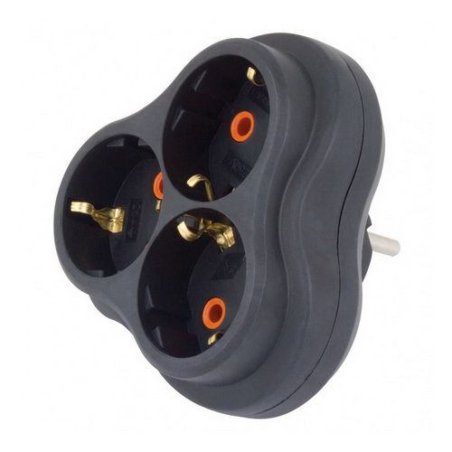 Тройник 3 гнезда с з/к  Nilson 40220101 чёрный(40220101)