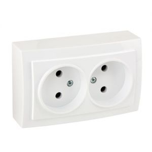 Розетка 2-я без з/к н/у 26111024 Nilson Themis белая (8шт/уп)(26111024)