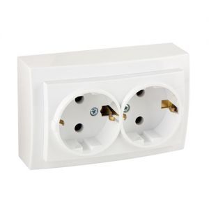 Розетка 2-я с з/к н/у 26111025 Nilson Themis белая (8шт/уп)(26111025)