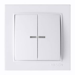 Выключатель 2-кл. с подсветкой 27111004 Nilson Thor белый ()(27111004)