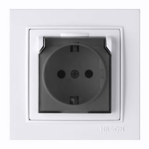 Розетка с з/к с крышкой 27111018 Nilson Thor белая ()(27111018)