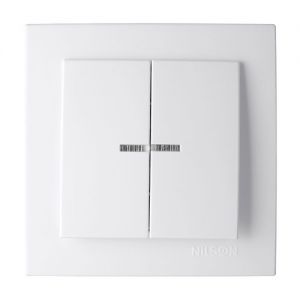 Выключатель 2-кл. 24111004 с подсв. Nilson Touran белый (12 шт/уп)(24111004)