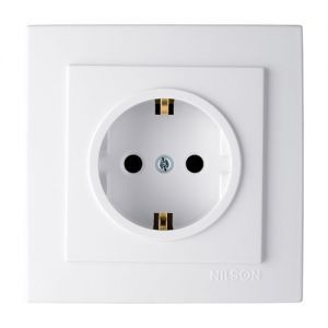 Розетка с з/к 24111017 Nilson Touran белая (12 шт/уп)(24111017)