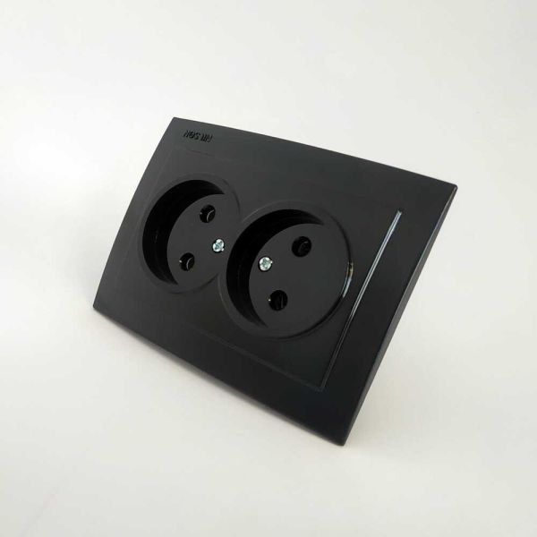 Розетка 2-я без з/к 24221024 Nilson Touran чорная )(24221024)