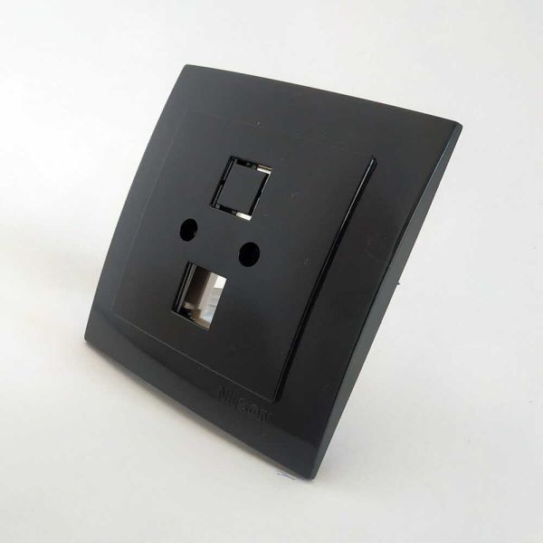 Розетка комп. 2ная PC CAT5e RJ45 24221046 Nilson Touran чорная (ЧП)(24221046)