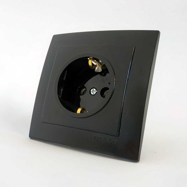 Розетка с з/к 24221017 Nilson Touran черная ()(24221017)