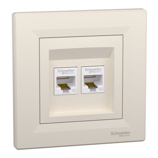 Розетка PC 2я RJ45 kaт 5e 125 МГц неэкран. EPH4400123 ASFORA крем Schneider Electric(EPH4400123)