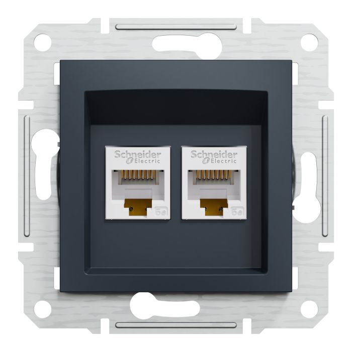 Розетка PC 2я RJ45 kaт 5e 125 МГц неэкран. EPH4400171 ASFORA антрацит Schneider Electric(EPH4400171)