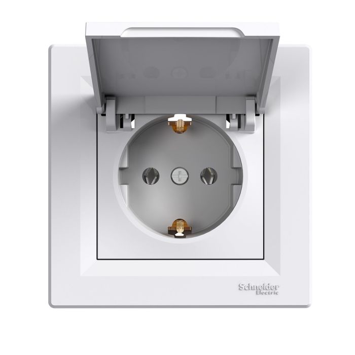 Розетка с з/к с крышкой EPH3100121 ASFORA белый Schneider Electric(EPH3100121)