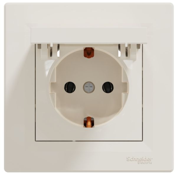 Розетка с з/к с крышкой EPH3100123 ASFORA крем Schneider Electric(EPH3100123)