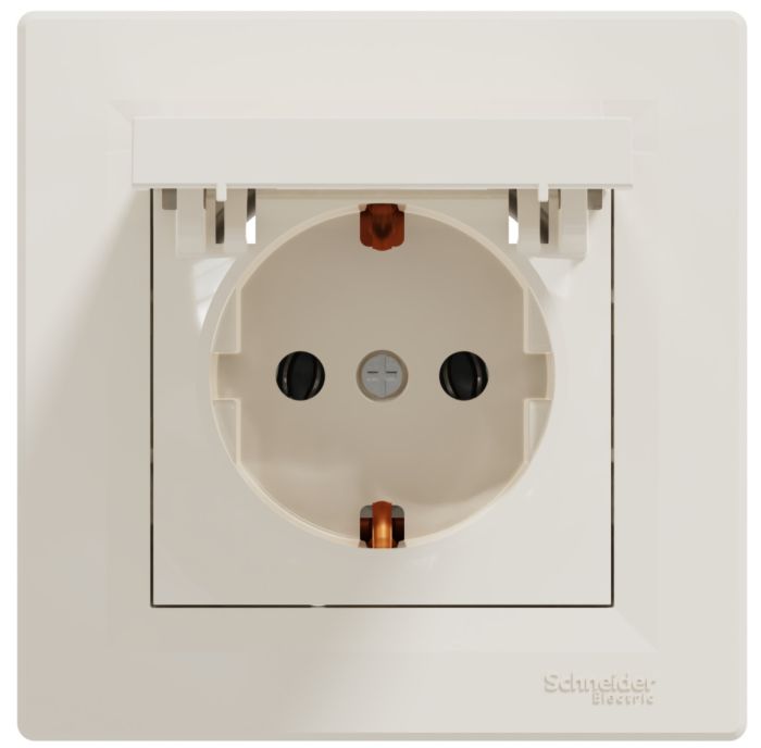 Розетка с з/к с крышкой EPH3100123 ASFORA крем Schneider Electric(EPH3100123)