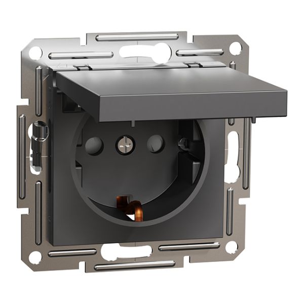 Розетка с з/к с крышкой EPH3100171 ASFORA антрацит Schneider Electric(EPH3100171)
