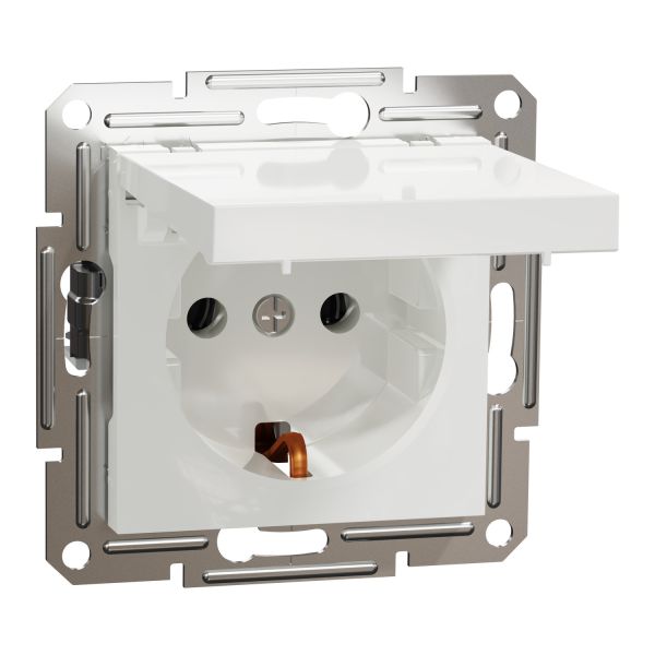Розетка с з/к с крышкой EPH3170121 ASFORA белый Schneider Electric БЕЗ РАМКИ!(EPH3170121)