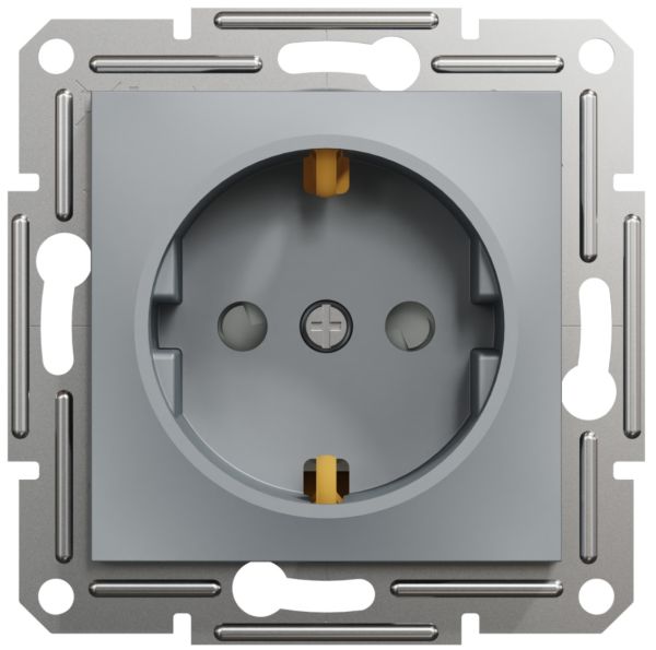 Розетка с з/к со шторками ЕРН2900262 ASFORA сталь Schneider Electric(EPH2900262)