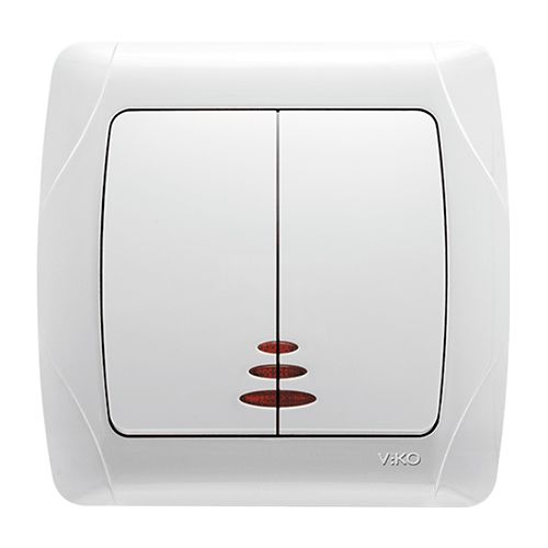Выключатель 2-кл. с подсв. 90561050 VI-KO CARMEN белый(90561050)