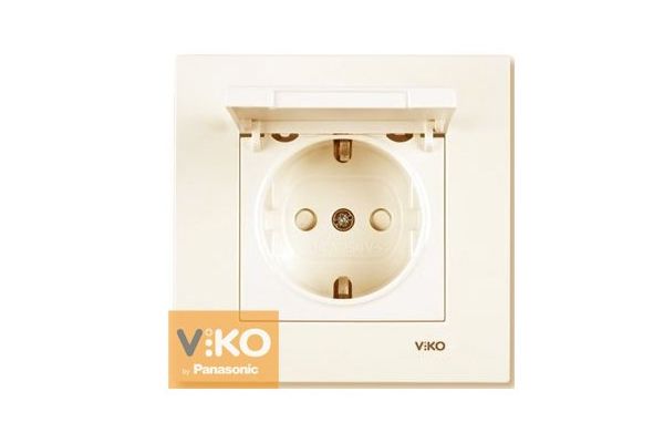 Розетка с з/к с крышкой  90960112 VI-KO KARRE крем ()(90960112)
