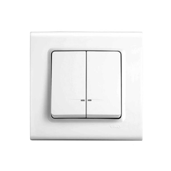 Выключатель 2 кл. с подсв. 90400050 LINNERA белый(90400050)