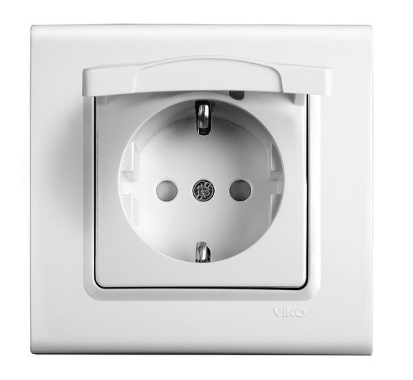 Розетка с з/к с з/ш с крышкой 90400012 LINNERA белый(90400012)