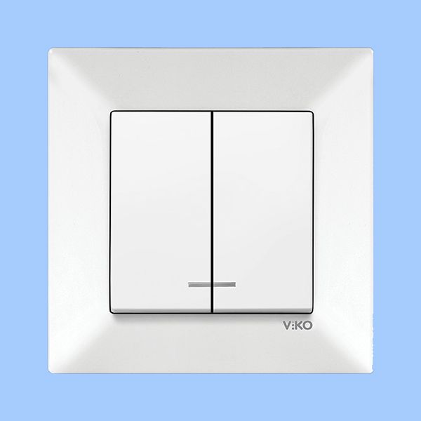 Выключатель 2-кл. с подсвет. 90970050-WH VI-KO Meridian белый(90970050-WH)