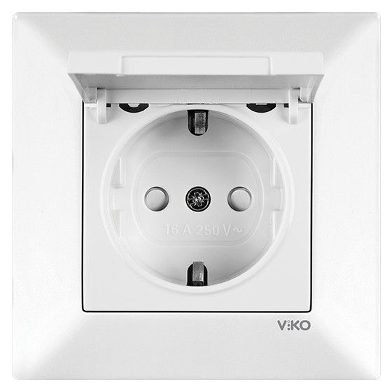 Розетка с з/к с крышкой 90970012-WH VI-KO Meridian белая(90970012-WH)
