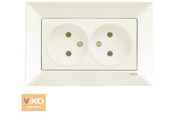 Розетка 2-я без з/к 90970255-WH VI-KO Meridian крем(90970255-WH)