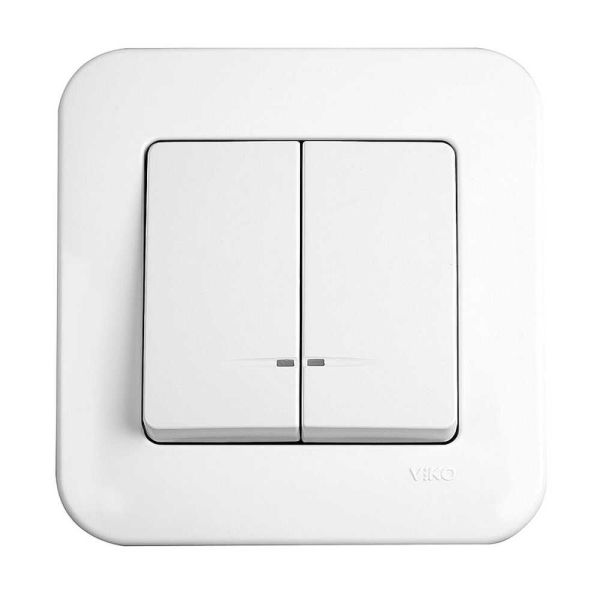Выключатель 2-кл. с подсв. 90420050 VI-KO Rollina белый(90420050)
