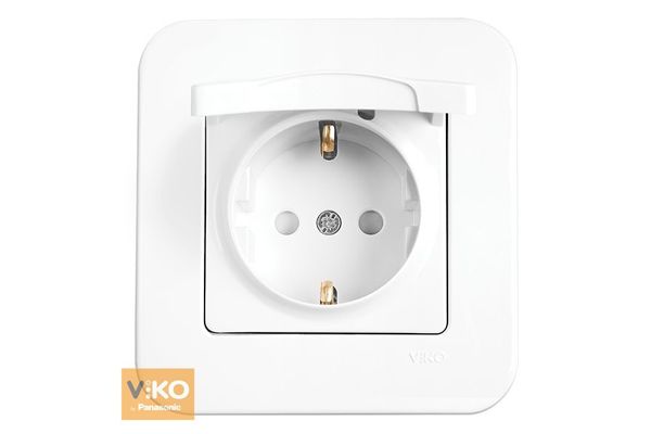 Розетка с з/к с з/ш с крышкой 90420012 VI-KO Rollina белый ()(90420012)