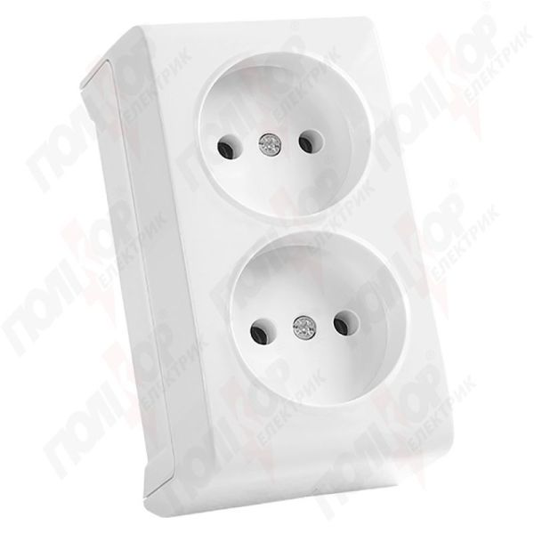 Розетка 2-я без з/к наружная 90681055 VERA белая(90681055)