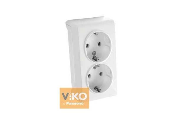 Розетка 2-я с з/к наружная 90681056 VERA белая(90681056)