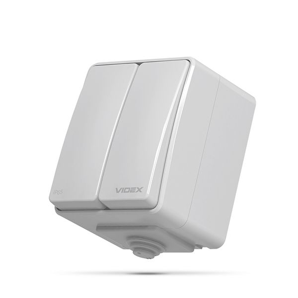 Вимикач 2кл. зовнішній VF-BNW12-G VIDEX BINERA IP65 сірий(VF-BNW12-G)