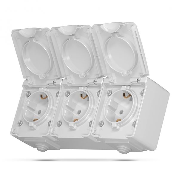 Розетка 3-а зовнішня з з/к VF-BNW23G-G VIDEX BINERA IP65 сіра(VF-BNW23G-G)