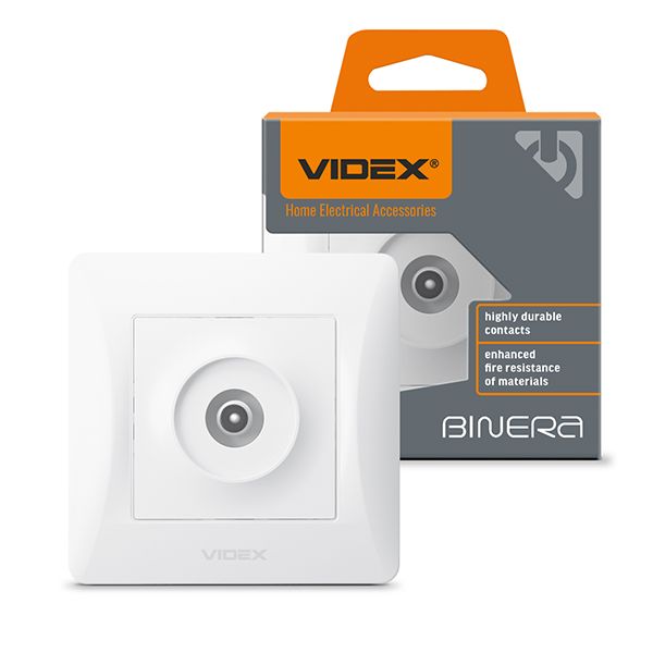 Розетка TV одинарна телевізійна біла VF-BNSK1TVME-W VIDEX BINERA(VF-BNSK1TVME-W)