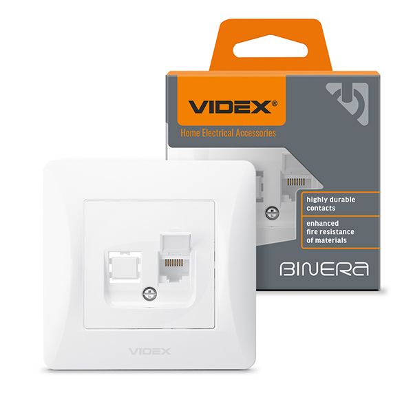 Розетка CAT6 одинарна комп'ютерна біла VF-BNSK1PC6-W VIDEX BINERA(VF-BNSK1PC6-W)