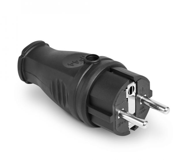 Вилка ТF-PL116IP-B із з/к 16A пряма КАУЧУК TITANUM STANDARD(ТF-PL116IP-B)