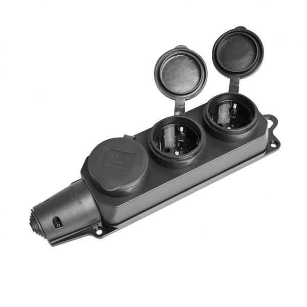 Колодка потрійна ТF-B316IP-B, з заглушкою 3*16A КАУЧУК IP44 TITANUM STANDARD(ТF-B316IP-B)
