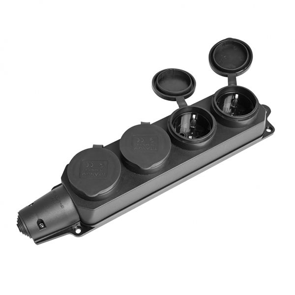 Колодка четверна ТF-B416IP-B, з заглушкой 4*16A КАУЧУК IP44 TITANUM STANDARD(ТF-B416IP-B)