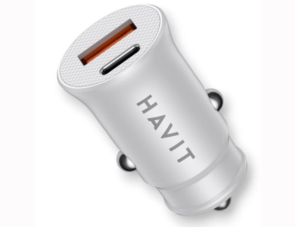 Автомобільний зарядний пристрій HAVIT HV-CC2022 20W USB+USB-C White(27594)