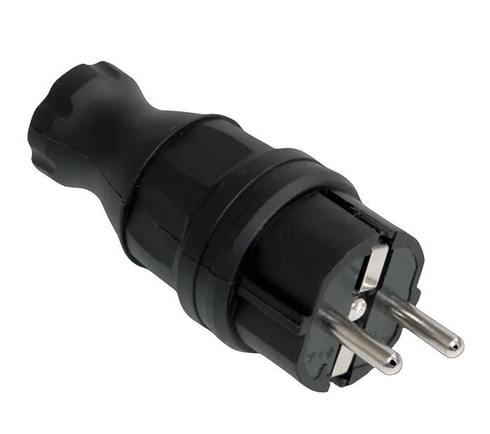 Вилка каучуковая прямая (с з/к ), ВБп3-1-0м ОМЕГА УЭК IP44 НОВИНКА!(PKR01-016-2-UA)