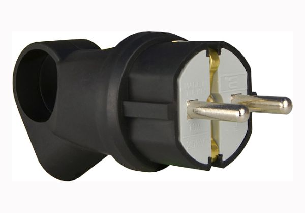 Вилка каучукова кутова з кільцем 2Р+РЕ 16А Аско(A0250010016)